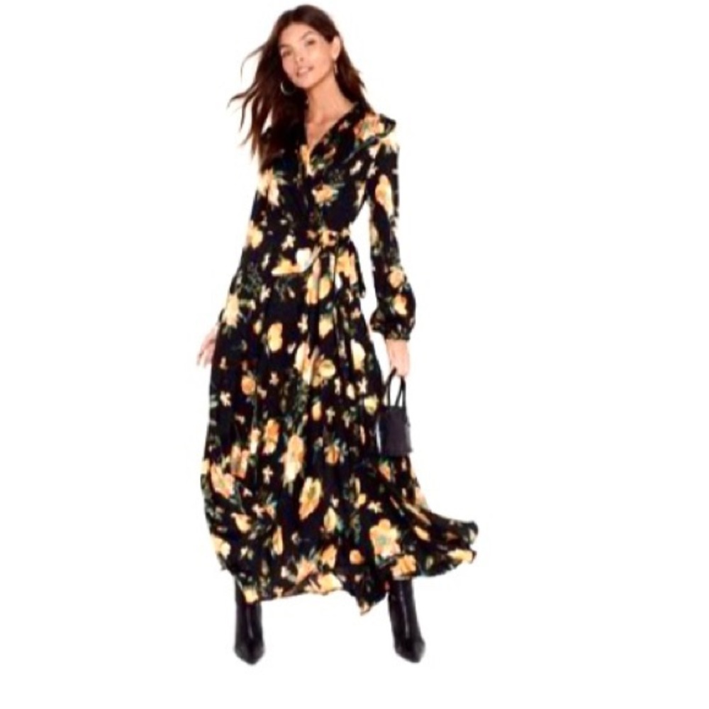 Indigo Rose Black Floral Maxi Dress